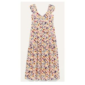 Old Navy Wildflower Floral Tiered Cap Sleeve Fit Flare All Day Maxi Dress